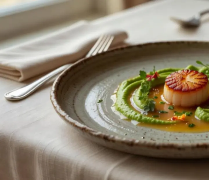 Plated signature dish by The River House Head Chef.