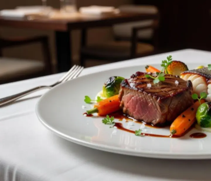 A refined main course elegantly plated at The River House
